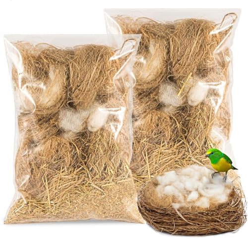 Pack de matériau de nidification confortable pour oiseaux en jute, soie, paille, coton, mélange d'agave Sisalana, adapté à la construction de nids