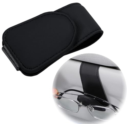WHYCNJL 1 Pieza Soporte para Gafas de Sol para Coche Cuero Soporte para Gafas de Sol Coche Ticket Tarjetas Clip Gafas Soporte para Parasoles de Coche, Negro