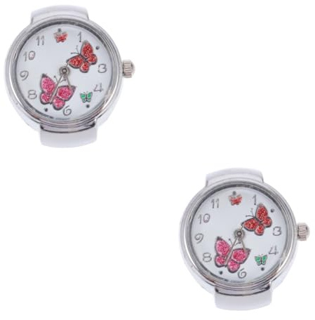 WRITWAA 2stücke Uhr Mit Butterflies Design Elegante Fingeruhr Aus Hochwertigem Große Ziffern Für Einfache Ablesbarkeit Für Damen Langlebig Und Stilvoll