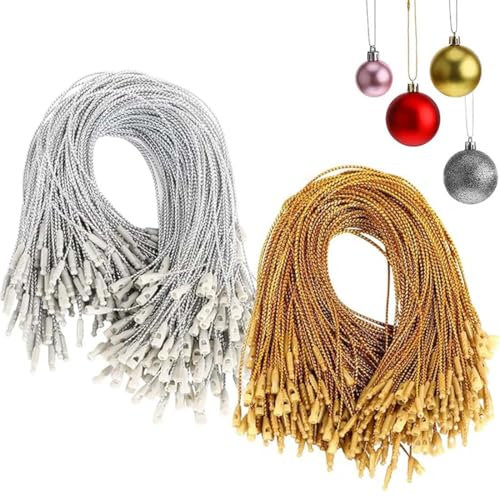 200 Pcs Crochets d'Ornement de Noël, Cintres pour Boules et Décorations, Cordes à Verrouillage par Pression pour Fêtes