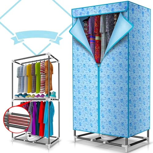Tendedero eléctrico de 2 capas con calefacción, armario de secado con aire caliente, secado con ventilador de aire caliente, temporizador de 180 minutos, armario de secado de ropa con calefacción pron