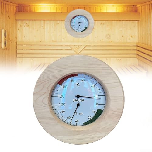 2 in 1 Sauna Thermometer Hygrometer, Holz Thermo-Hygrometer Genaues Raumthermometer Hygrometer für Sauna Werkstatt Dampfbad