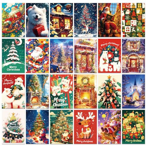 XIANMY 50 Stück Weihnachtspostkarten Grußkarten Vintage Winter Weihnachten Weihnachtsmann Antik Postkarten Set Urlaubskarten