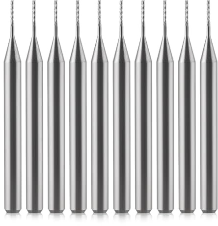 Trvoxviq 10Pcs Carbide END Mill Cutter,0.6mm Cutting Diameter 4mm Cutting Length Carbide End Mill Engraving Milling Cutter CNC Router Bits for PCB Machine, 1/8 Shank(0.6x4mm)