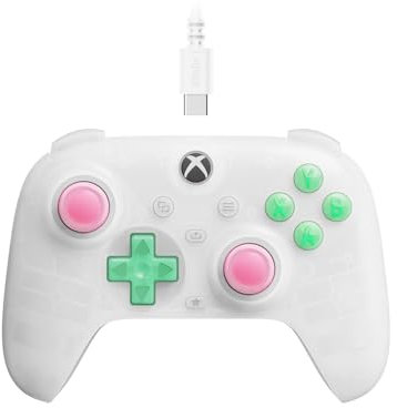 8Bitdo Ultimate Mini Wired Controller for Xbox with RGB Lighting Fire Ring, Hall Effect Joysticks and Triggers, for Xbox Series X|S, Xbox One, Windows 10/11 - Officially Licensed (Translucent White)