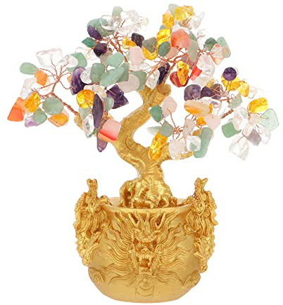 FUNOMOCYA Reichtumsbaum-Ornament Aus Harz Geldbaum-schmuck Als Desktop-Dekoration Feng-Shui-Bonsai Mit Kies-Design Für Gute Laune Und Erfolg