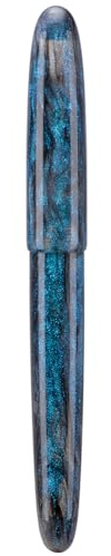 Asvine C80 Füllfederhalter #8, mittlere Feder, großer Handarbeitsstift mit Konverter-Stiftbox, Sammlungsset (hellblauer Glitzer)