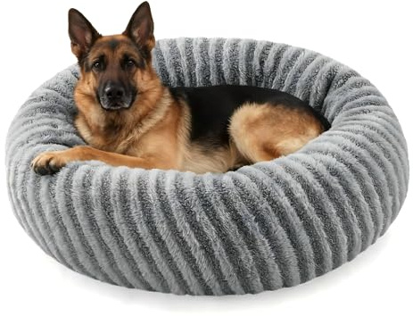 Pawk Hundebett Grosse Hunde, Große Katzenbett Flauschig, Hundekorb Waschbar Abnehmbar, Rund Hundebett rutschfest Füllung Granulat und Memory-Schaum, 91x91x25cm