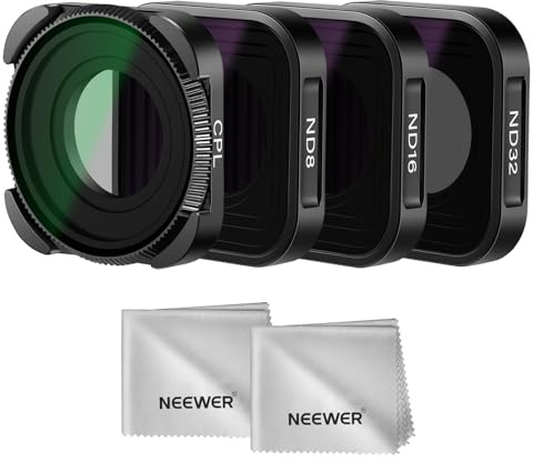 NEEWER Packs de 4 Filtres ND Compatibles avec GoPro Hero 13 12 11 10 9 (ND8 ND16 ND32 CPL) Filtres Polarisants Multicouches HD Slim à Densité Neutre pour Caméra Action avec 2 Chiffons Nettoyage (Noir)