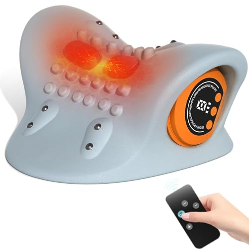Neck Massager 2025, Christmas Gifts for Women Him,Neck and Shoulder Relaxer with Heat, 3 Modes,Neck Massager Pillows for Relief and Muscle Relax, 26° Angle Cervical Traction Device for Back, Shoulder