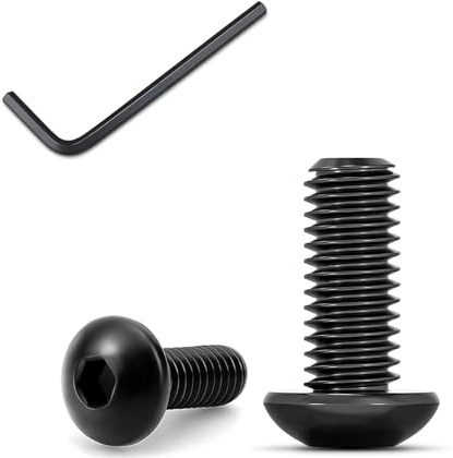 50 Stück M5×10 Linsenkopfschrauben mit Innensechskant, Rundkopfschrauben ISO 7380, Flachkopfschrauben, Schwarz, aus Kohlenstoffstahl mit Vollgewinde inkl. 1 Innensechskantschlüssel (M5x10, 50)