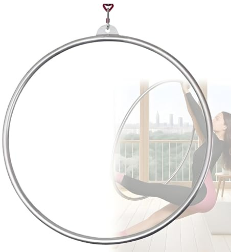 OzcNykt Set di Cerchi Aerei, Cerchi Aerei Lyra, Anelli per Appendere Attrezzature Acrobatiche in Acciaio Inossidabile per La Casa, Kit di Imbracatura per Danza Yoga 90CM