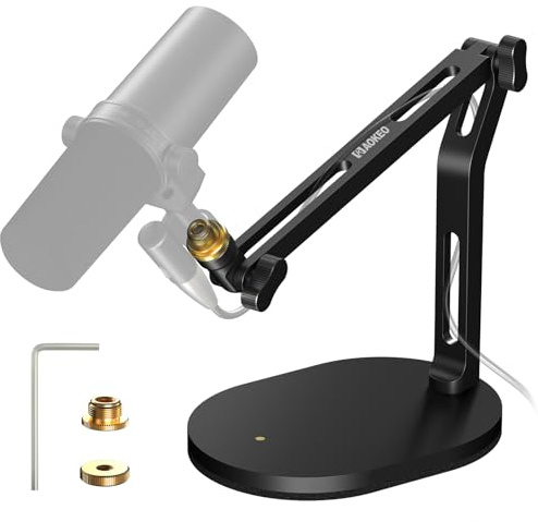Aokeo Soporte para micrófono, brazo de micrófono de escritorio con adaptador de 3/8 a 5/8, compatible con Blue Yeti, QuadCast, SoloCast, Shure SM7B, MV7X
