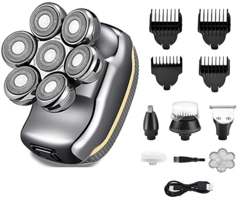 Jnchdghwa Rasoi per Testa, Rifinitore per Naso e Barba, Rasoi Elettrici per Uomini Calvi, Fili, con Kit di Toelettatura 6 In 1.