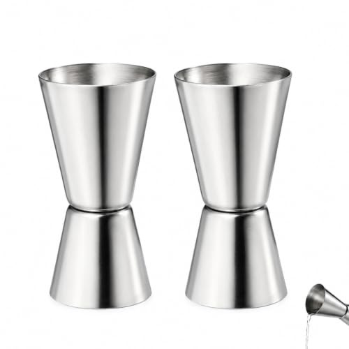2 vasos medidores para cócteles, 2 cl y 4 cl Dual Spirit Measure Cup Jigger, vaso medidor de cócteles, acero inoxidable, vaso medidor para cócteles, ginebra, whisky, alcohol, para bares y casa