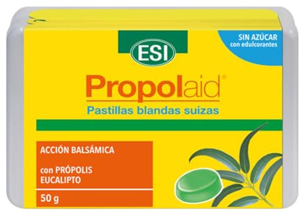 PROPOLAID Pastilla Blanda Eucalipto – Con Própolis, Eucalipto, Pino Silvestre y Menta Piperita – Acción Balsámica – Sin Azúcar Añadido