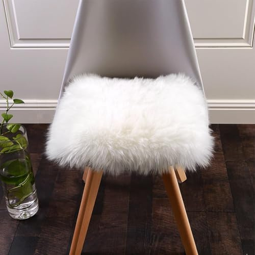 Softlife Fyrkantig fuskpäls fårskinn stolskydd sittdyna dyna supermjuka mattor för vardagsrum sovrum soffa (0,5 m x 0,5 m, vit)