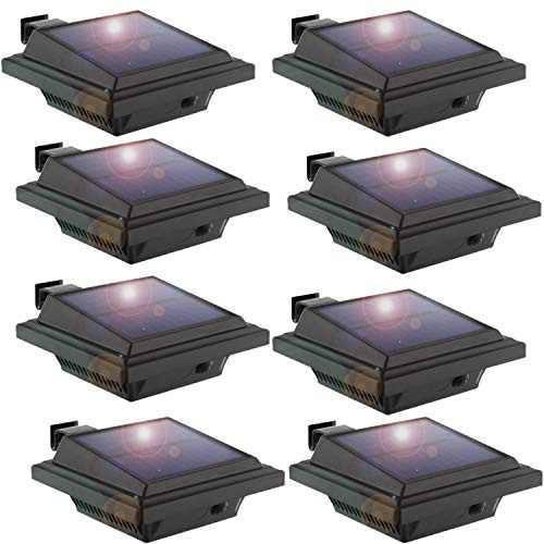 KEENZO LED Solar Dachrinnenleuchte, Solarlampen für Außen, 25LEDs Solarlicht, Kaltweißes Gartenbeleuchtung Zaunlicht, Wegeleuchten Solarleuchte für Zaun, Patio, Gehwege, Hof, Garage, 8 Stück