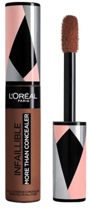 L'Oréal Paris Infaillible More Than Concealer Nr. 340 Chestnut, hochpigmentierter Concealer mit hoher Deckkraft und extra großem Applikator, 11 ml
