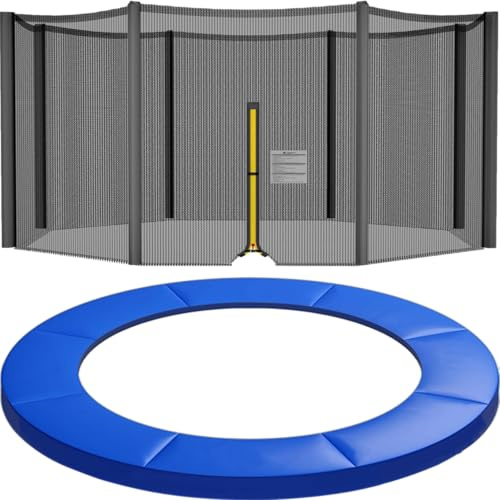 ULTRAPOWER SPORTS 244cm 305cm 366cm 397 Trampolin Sicherheitsnetz Ersatznetz & Randabdeckung - Schwarz 397cm - 8 Stangen