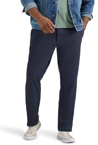 Lee Men's Big & Tall Extreme Motion Flat Front Relaxed Taper Pant Navy 46W x 32L