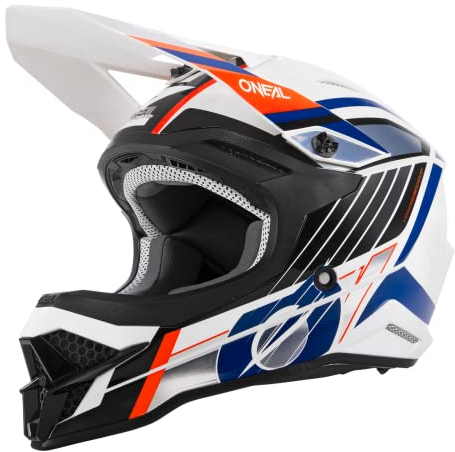 O'NEAL | Motocross-Helm | Motocross Enduro |Schale aus ABS, Lüftungsöffnungen für optimale Belüftung und Kühlung | 3SRS Helmet Vision | Erwachsene | Weiß Orange | Größe L