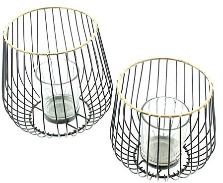 FRANK FLECHTWAREN Windlicht Modern, im 2er Set, Modern, vielseitig einsetzbar Größen Ø 11 x 11 cm und Ø 13 x 13 cm