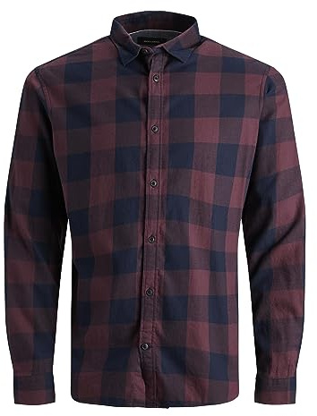 JACK & JONES herr Skjorta Jjegingham Twill Shirt L/S Noos, Port Royale, XS