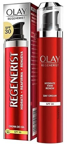 Olay Regenerist Crema Facial de Día SPF30. Hidratante Antiarrugas y Reafirmante Activa con Protección Solar SPF30, Niacinamida Antiedad y Péptidos. Regenera, Reafirma e Hidrata. No Grasa. 50 ml