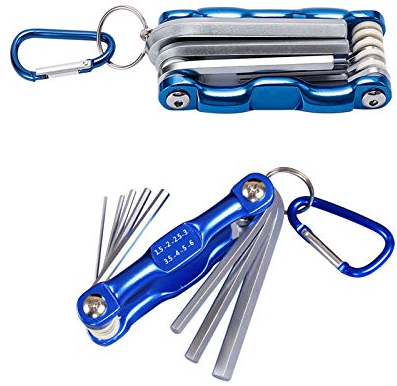 SHULLIN Sechskantschlüsseln Faltbarer Pocketschlüsselsatz Profi Innensechskantschlüssel Set Innensechskant Satz metrisch mit Schlüsselring für Fahrräder Reparatur