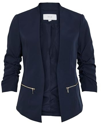 Vila Damen Vijoy Noos 3/4 Blazer, Navy Blazer, 38 EU