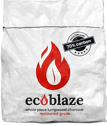Ecoblaze 10Kg Lumpwood Charcoal – Premium & Restaurant Grade Smokeless Natural charcoal with >70% Carbon Content for BBQ,Smoker & Pizza Oven - Ideal & Great Alternative to Charcoal Briquettes
