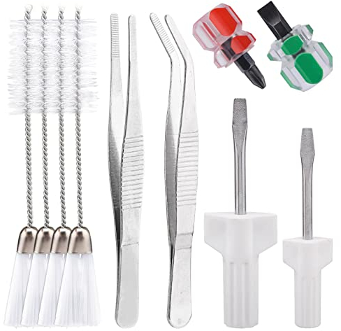 Erthree 10Pcs Sewing Machine Cleaning Kit Includes Tweezers Double Headed Lint Brush Screwdriver for Repair Machine Sewing Tools(White)