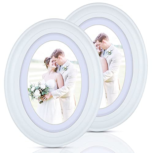 SENENQU 2Pack Oval Picture Frames 5x7 White Oval Frames with Mounting Screws and Hooks