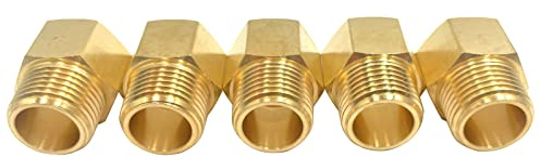 5 Pack Solid Brass 1/2 Female NPT x 1/2 Male NPT Thread Brass Hex Pipe Fittings Adaptor