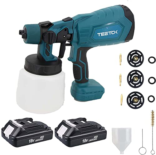 ANUPTTA Pistola a Spruzzo,Sostituzione Per Makita,mit Batteria 2x3000mah E Caricabatterie Pistola Per Verniciatura Di Pareti,Soffitti,Recinzione Da Giardino,Spruzzatore 800ml Contenitore Rimovibile