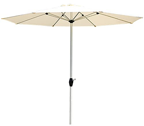 Parasol de Terrasse Rond, Parasol de Plage, Parasol de Jardin avec Manivelle, Parasol D'extérieur Portable avec Protection UV, sans Inclinaison, pour Terrasse Extérieure, Pelouse, Jardin, Piscine (Co