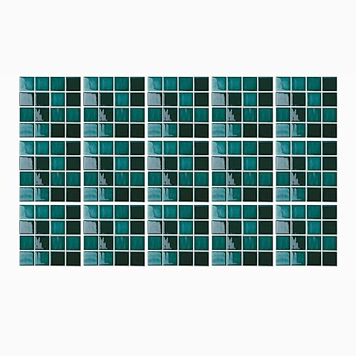 Ulticool Pegatina decorativa Azulejos - Azulejos de mosaico Piedra Verde Piscina Pared Mosaico - 15x15 cm - 15 unidades Adhesivos - Pared trasera para la pared Baño - Cocina - Azulejos adhesivos