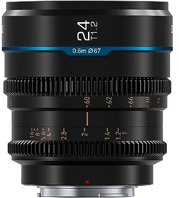SIRUI Night Walker 24mm Manual Focus Cine Lens, T1.2 Large Aperture S35 Frame Prime Lens for E Mount Cameras, FX30, ZV-E10, A6400, A6700 (MS24E-B, Black)