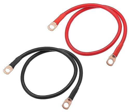 A ABSOPRO Cavi Batteria Inverter 1 Coppia 8 AWG 20 3/8 per Auto | 8 AWG, 20/50cm, 3/8 Foro, Gomma, -40°C a +105°C, 380V, per Solari, Barche, Auto, Camper, Apparecchi Elettriche