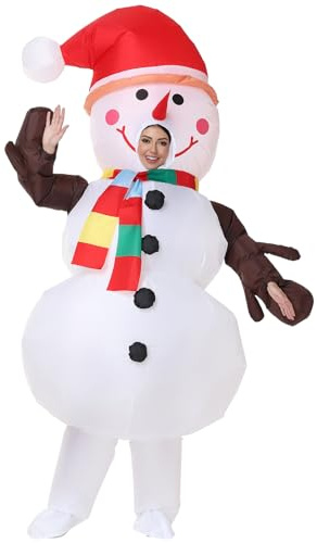 Arokibui Inflatable Snowman Costume Blow up Christmas Costume for Cosplay Party Halloween Christmas Suit Xmas Decoration