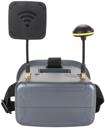 Occhiali Video FPV Monitor LCD da 4,3 Pollici con Doppia Antenna, Lente Trasparente Al 92% per Ricezione Stabile del Segnale, Funzione di Ricerca Automatica, Batteria Integrata