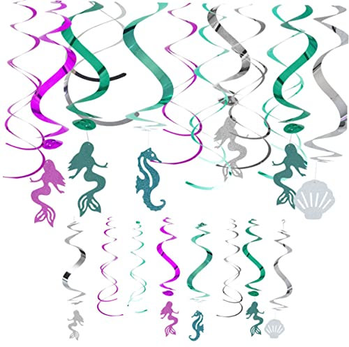 ifundom Meerjungfrau-spiral- -set – 30-teilige Wirbel-dekorationen Unterwasser- -thema Für Geburtstagsfeiern Decken- Fenster- Und Kaminsims-dekoration