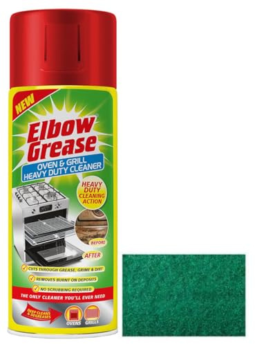 Elbow Grease Oven & Grill Heavy Duty Cleaner Spray (400 ML)- Powerful Oven & Grill Deep Cleaner Degreaser Formula- with Multipurpose Scouring Pad