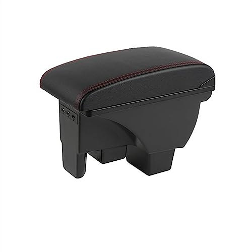 MAIKON Car Armrest Box Car Armrest Box Car Armrest With Usb 1 Piece Strorage Box Center Console For VW For Polo 2019 2020 2021 2022 Auto parts (Color : A-black red 3 usb)