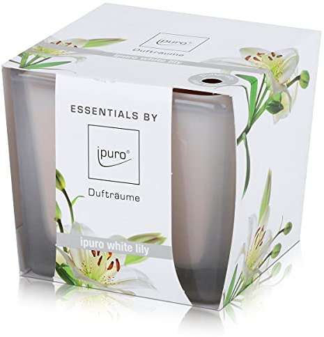 Essentials by Ipuro Bougie parfumée Lys blanc 125 g – Le parfum pur de la fleur blanche – Une expérience parfumée florale et délicate (lot de 1)