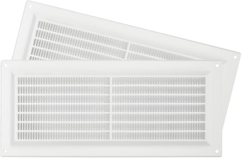 Repa Market 2-Pack 5'' x 12'' Inch / 130 x 300 mm (Outer) White Plastic Vent Cover - Rectangular Duct Cover - Air Vent Louver - Protective Screen Mesh - HVAC Ventilation, Exhaust Return Air Vent Cover