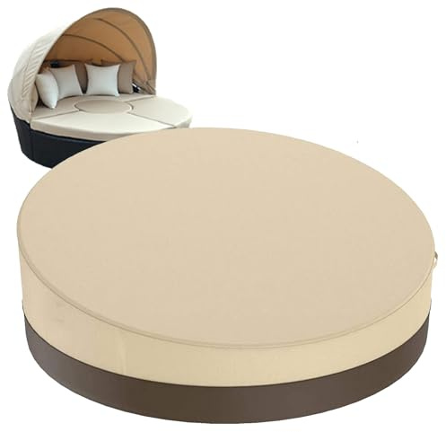 Housse de Protection Canapé-lit Rond Jardin, 420D Oxford Housse de Couverture Bain de Soleil Ronde Extérieur, Imperméable Bâche pour Chaise Longue Ronde pour Salon Plage(Size:228*83cm,Color:BeigeCoff