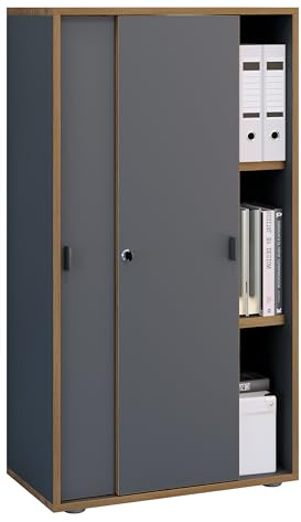 VCM Büroschrank 60x37x110 cm 2 Türen 3 Fächer für Homeoffice Büromöbel | Ordnung für Akten und Ordner - praktisch fürs Homeoffice und Büro - für Angestellte und Selbstständige, Holzwerkstoff