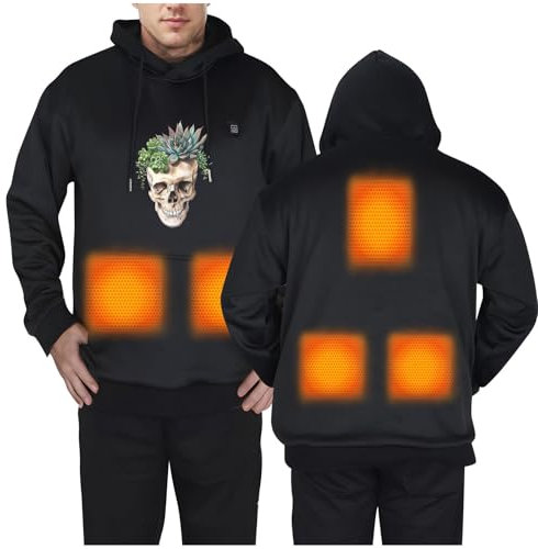 Beheizbare Hoodie Herren Warme, Beheizte Unisex Kapuzenpullover Neue Outdoor, Heizpullover USB Elektrische Winter Smart Heating Mode Kapuzen Sweatshirt Fünf Zonen Heizoberteil Elektroheizbekleidung